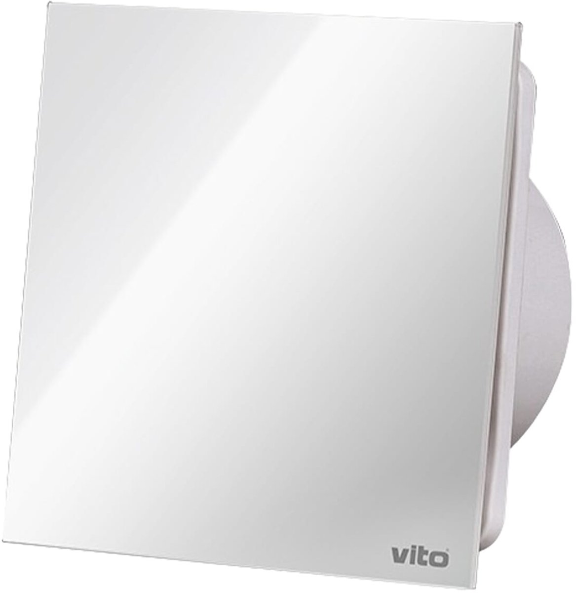 VITO Venti-GL100S - Badkamer ventilator met Vochtsensor en Timer 100mm - 12W - 30dB - Wit - Glas - 180m3 - 2450rpm