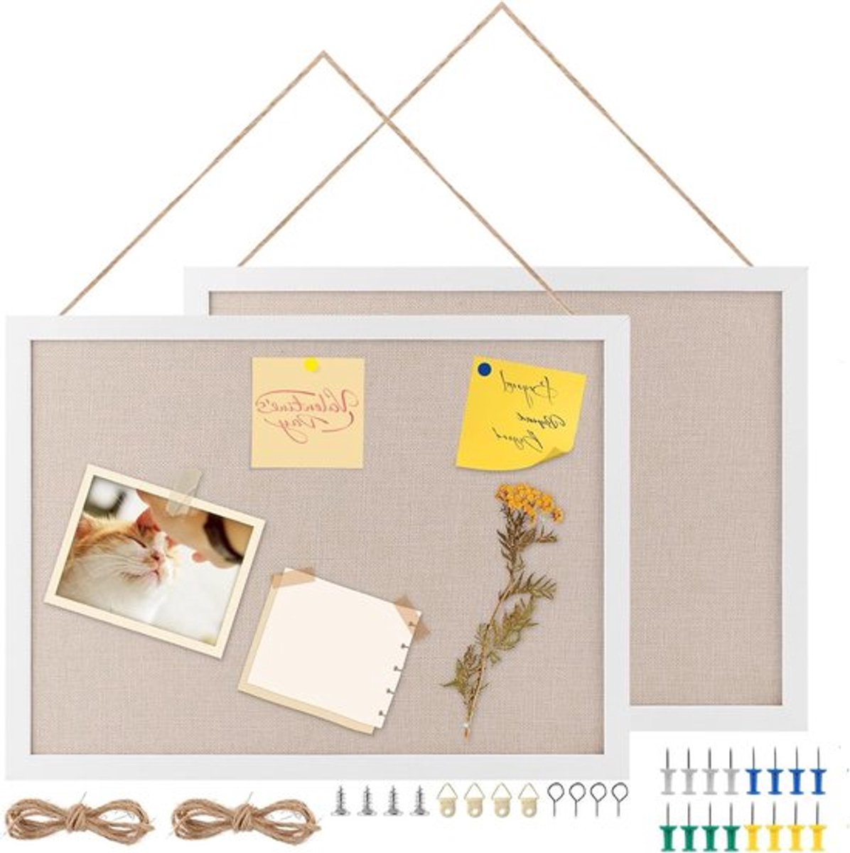 Dailygoods- Prikbord Kurk 30 x 40 cm - Linnen - 2 Stuks - Houten