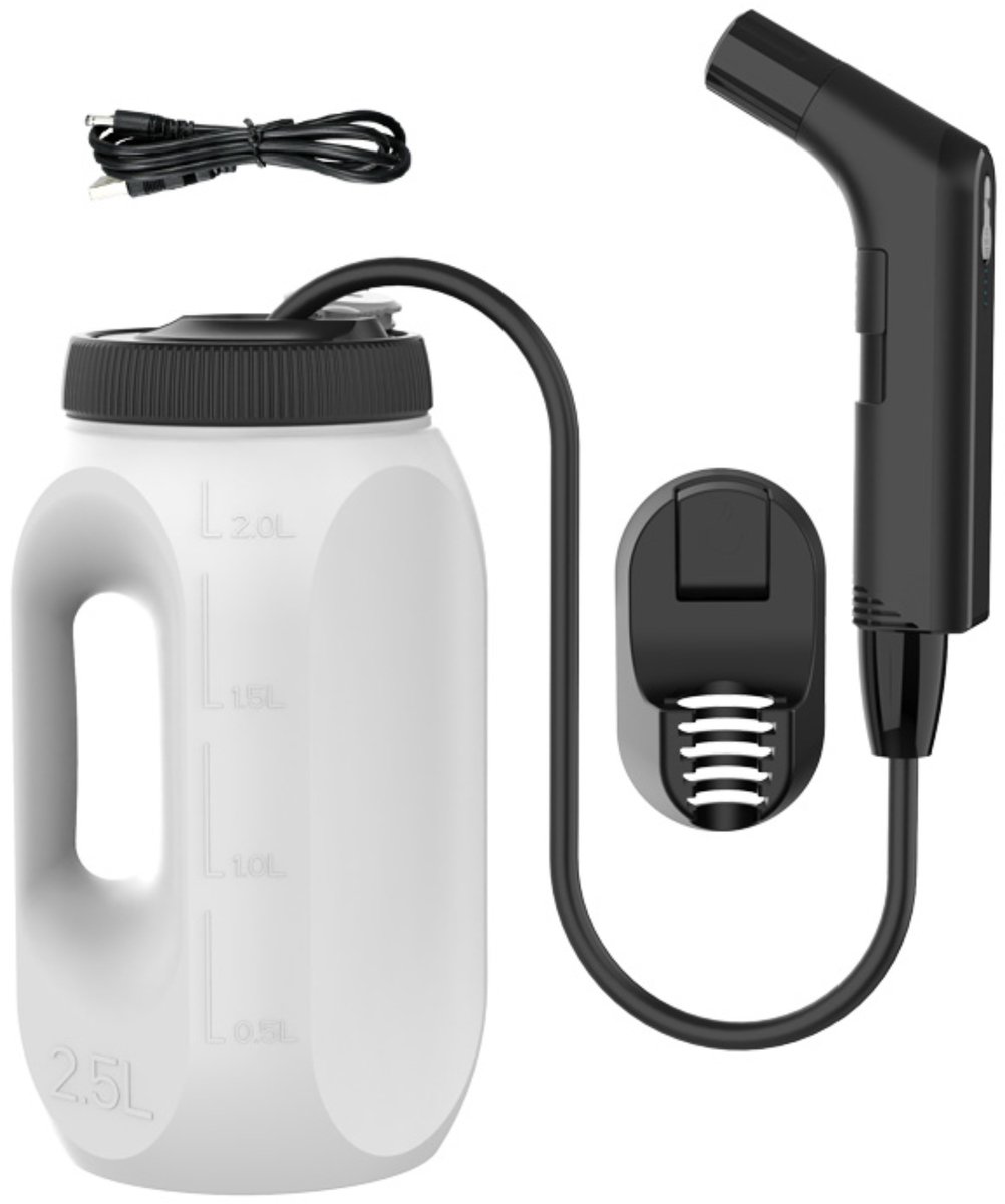 Clerby - Elektrische Draagbare Bidet - 2 Waterstanden - Handdouche zonder Installatie - Bidet Sproeier - Reis Bidet - WC Bidet - 2.5L Watertank