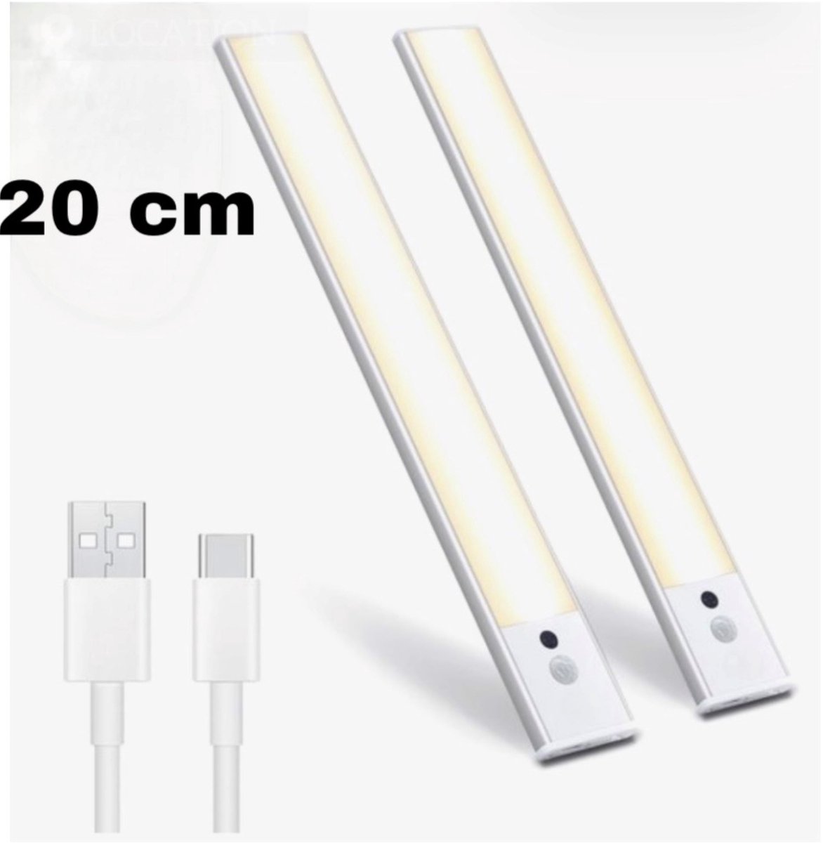 Kastverlichting 2 stuks met Bewegingssensor USB-C Oplaadbaar - Dimbare Led-Strip 3 Kleurtemperaturen - Magnetische Verlichting voor Kasten Gangen Slaapkamers 2 x 20cm wit