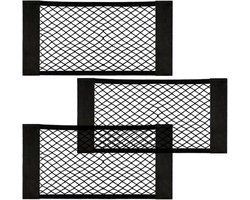 3 stuks - Kofferbakorganizernet - Elastisch touwnet - Kofferbaknet voor de achterbank - Zwart - 60 x 25 cm