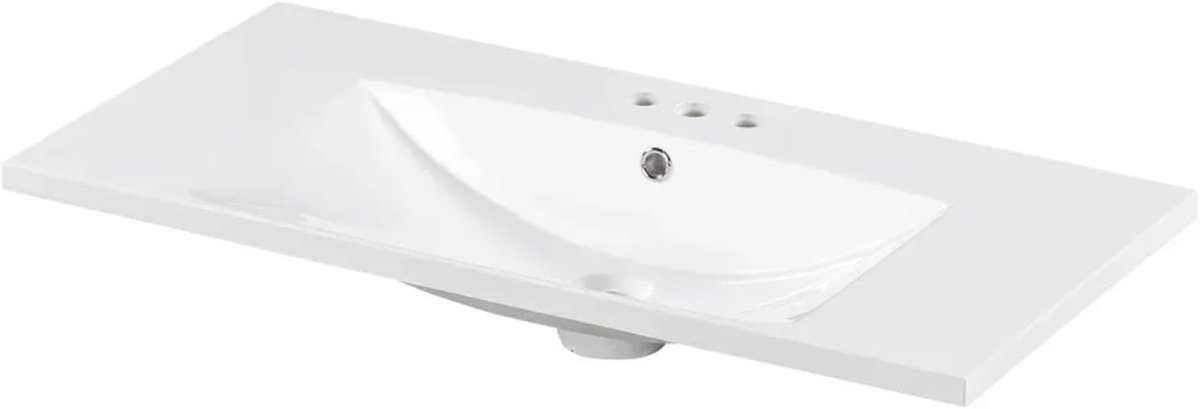 Badkamer wastafel - Opzet waskom - Hygiënisch werken - Ruimtebesparend design - 91 x 45 cm - Wit