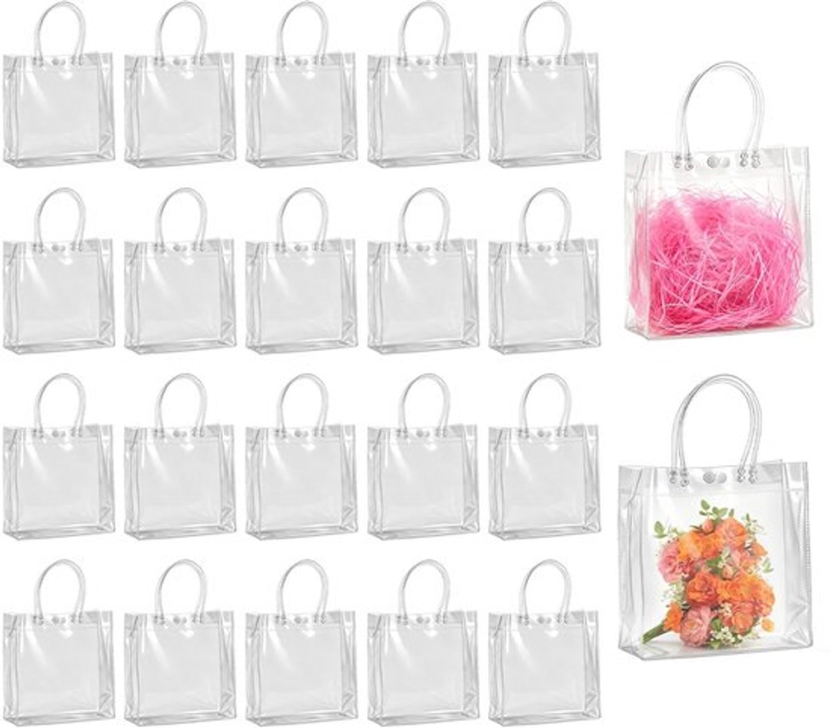 Dailygoods- Geschenkzakken 40 stuks - Doorzichtige PVC tasjes - Herbruikbare