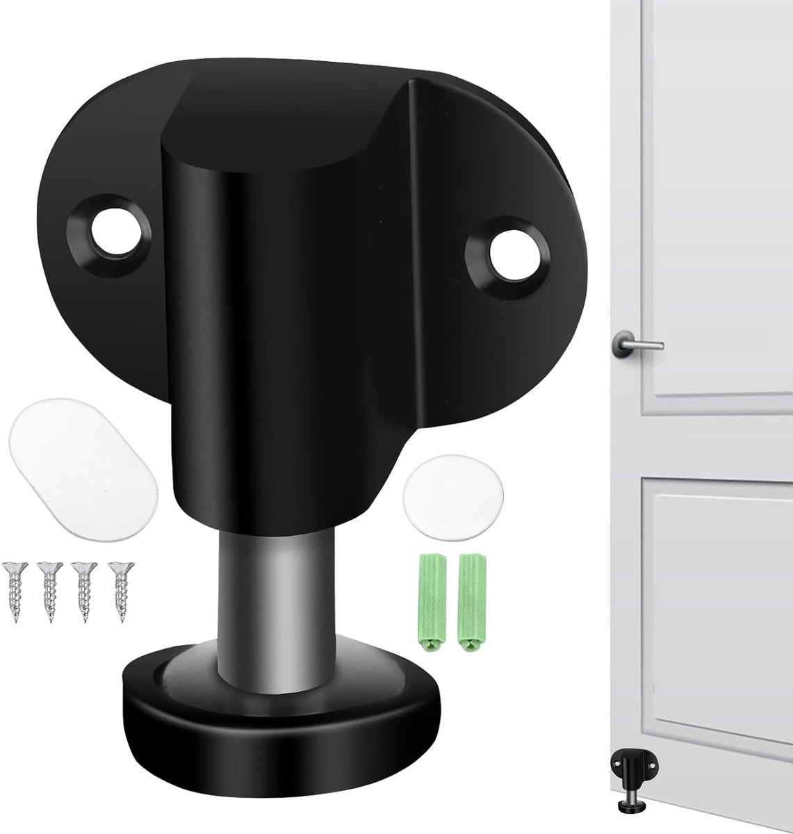 Deurmagneet Deurstopper - Verstelbare Vangst - Deur Stabiliseren - Snelle Plaatsing - 6.3 x 4.9 cm - Zwart