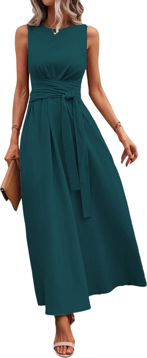 Currero Zomerjurk Dames Zomerjurken Volwassenen Vrouwen Midi Jurk Ibiza Stijl Sundress Dress Pauwblauw