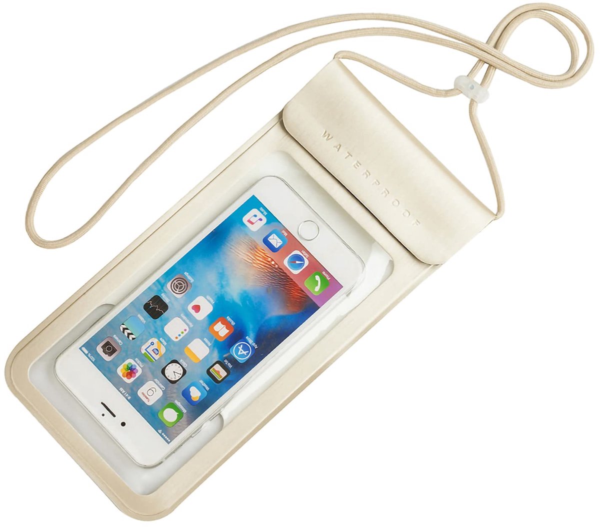 Waterdicht Telefoonhoesje - IPX8 - Universeel tot 6,9 Inch - Transparante Dry Bag - Met Draagkoord - Goud - Voor Zwemmen, Kajakken, Strand, Varen & Watersport