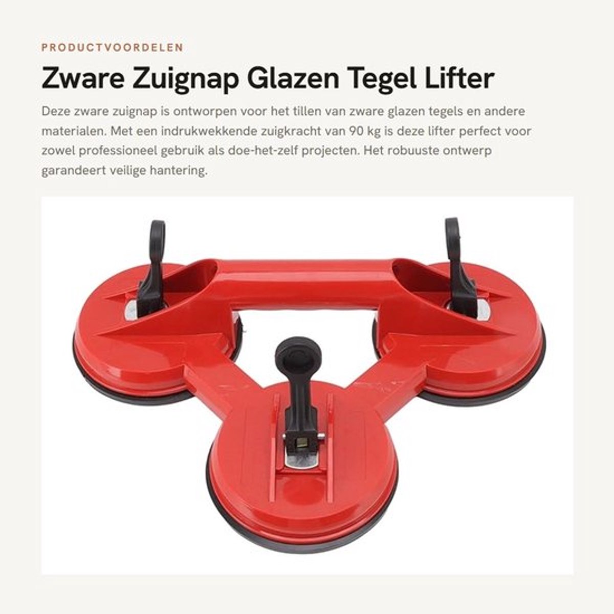 Zuignap 90kg - DailyGoods - Zware lasten, Glazen Tegel