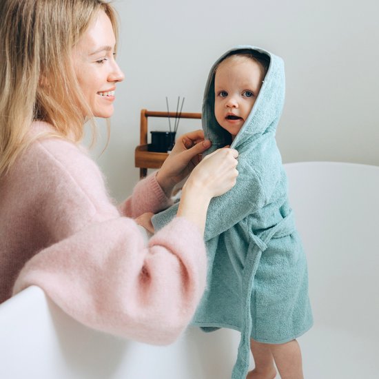 Funnies Badjas Grey Blue 1-2 Jaar Baby Badjas, Badjas Kinderen, Peuterbadjas - 100% Katoenen Badstof - Zacht en Absorberend - Perfect na Zwemmen, Douchen of Badderen - Ideaal als Cadeau voor Baby’s en Kinderen van Merkloos — afbeelding 5
