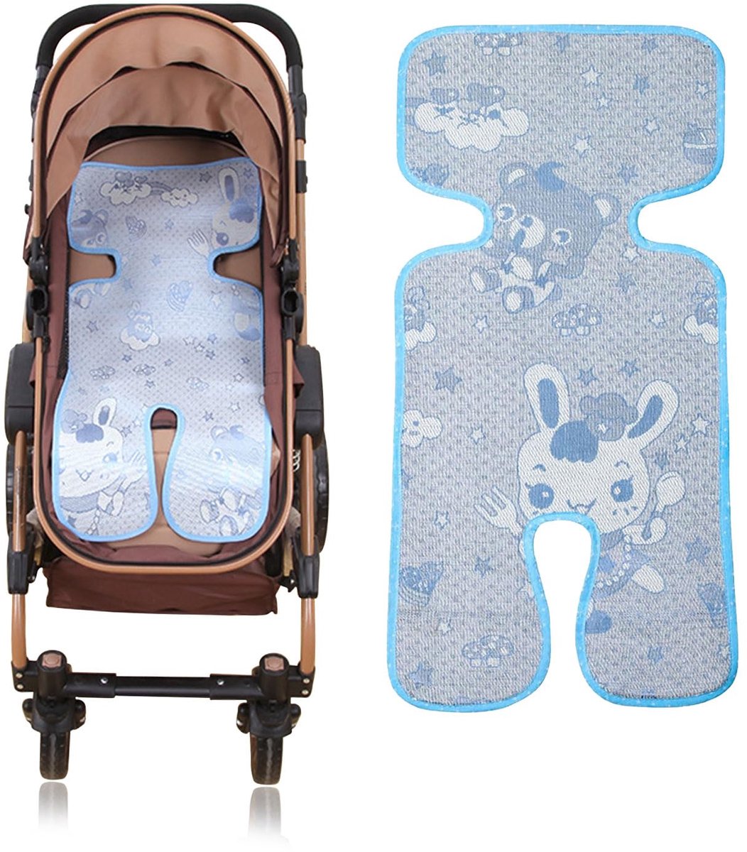 Ademend Zomerzitkussen voor Kinderwagen - 73 x 33 cm - Blauw - Verkoelend Zitkussen - Comfortabele Kinderwagen Inleg - Voor Buggy & Wandelwagen