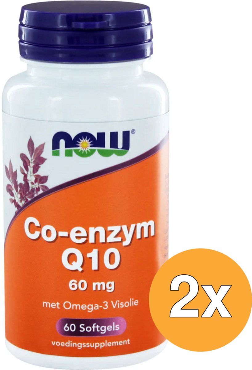 2x Now Co-Enzym Q10 60 Mg Met Omega-3 Visolie (60 Softgels)