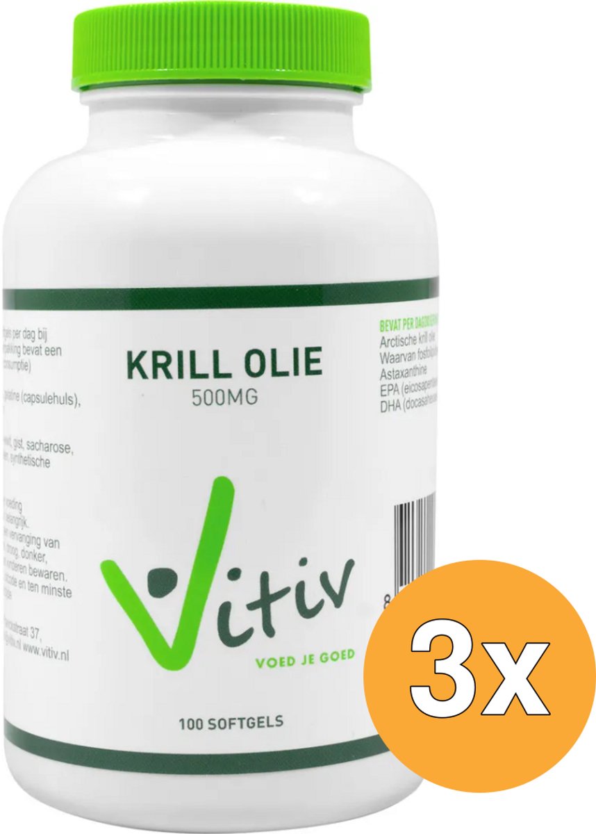 3x Vitiv Krillolie 500Mg Antartic (100 softgels)