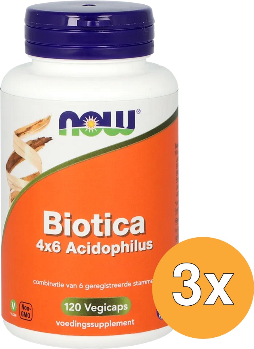 3x Now Biotica 4X6 Acidophilus (120 vega capsules)