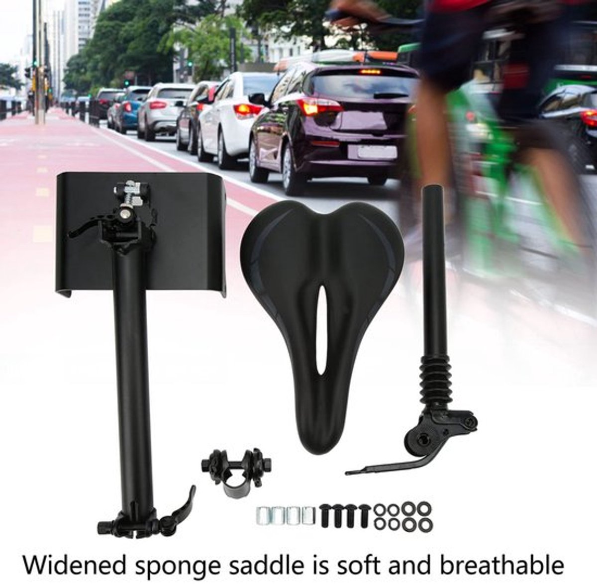 Elektrische scooter zadel verstaanbaar comfortabel zwart