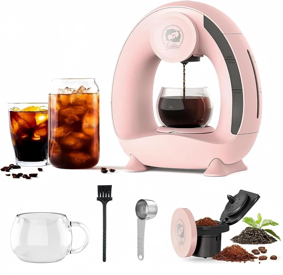 Mini Koffiezetapparaat - Roze - Voor Gemalen Koffie en Thee - Compact en Draagbaar - Voor Thuis en Kantoor