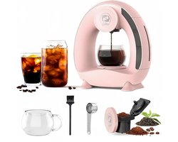 Mini Koffiezetapparaat - Roze - Voor Gemalen Koffie en Thee - Compact en Draagbaar - Voor Thuis en Kantoor
