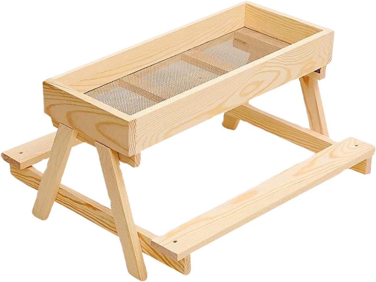Kippen Voederbak - Voerdispenser Eekhoorn - Hygiënisch Voeren - Houten Standaard - 375x375x21cm - Niet gespecificeerd