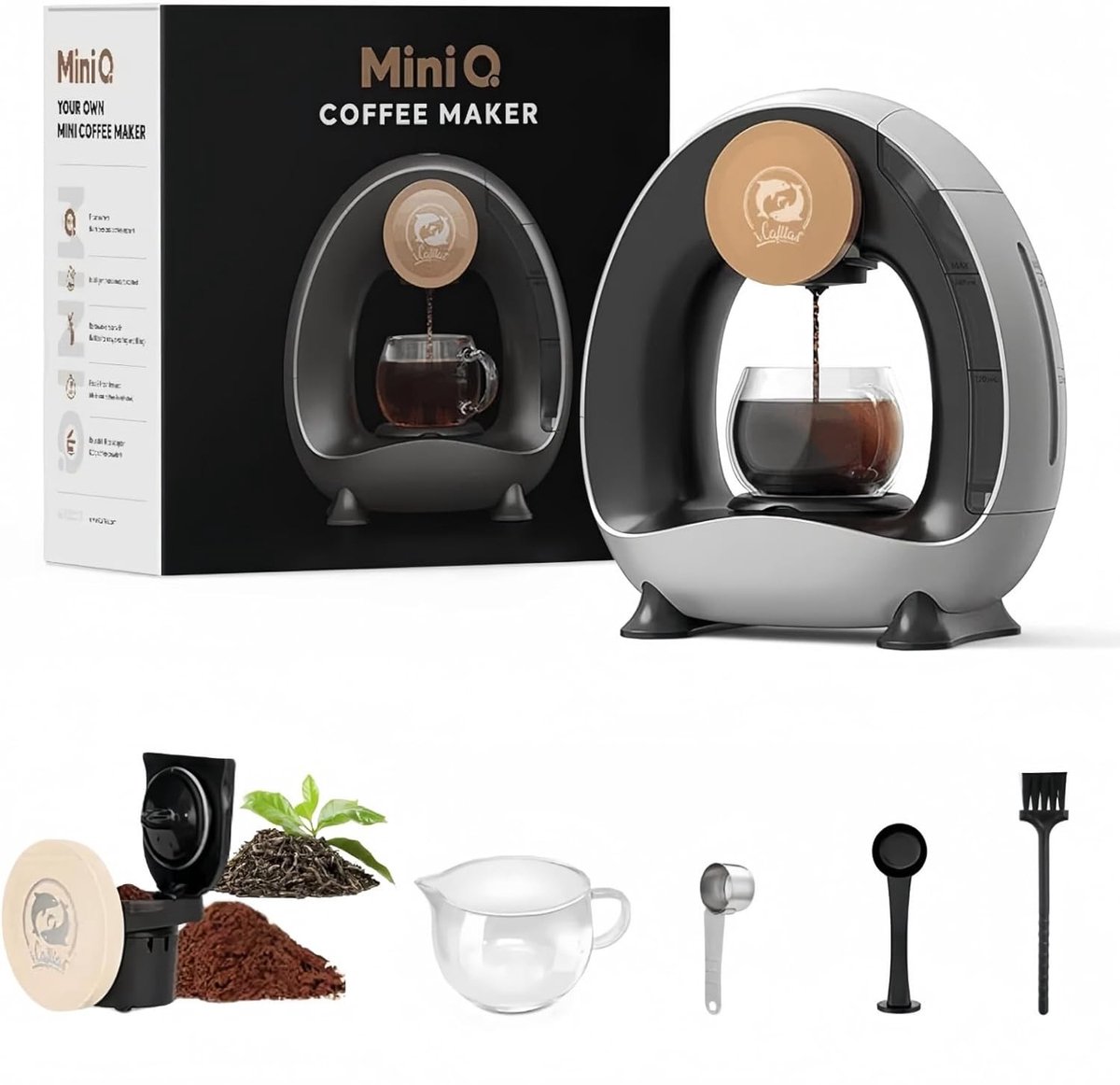Mini Koffiemachine - Zilvergrijs - Snel en Vers Koffiezetten - Intelligent Temperatuurreguleringssysteem - Voor Thuis en Kantoor