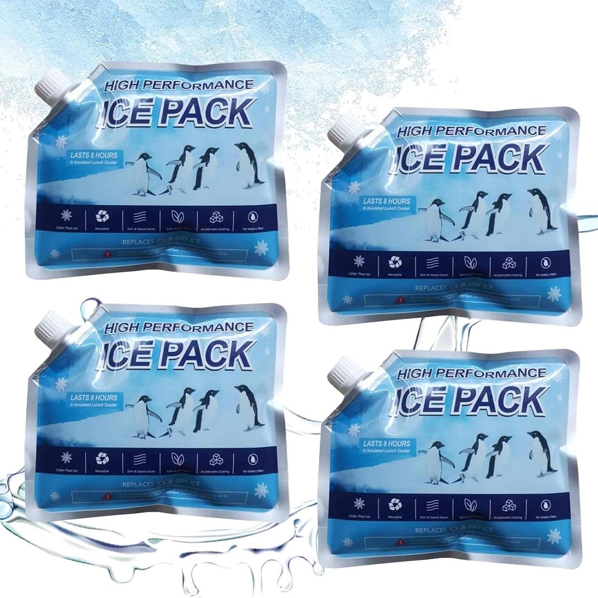 Koelelementen 4 Stuks - Herbruikbare IJsblokken - Lunch Vers Houden - Lekdicht Ontwerp - 350 ml - Blauw