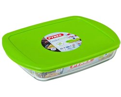 Pyrex - Cook & Store Schaal Rechthoek met Deksel 1,6 liter - Glas - Transparant