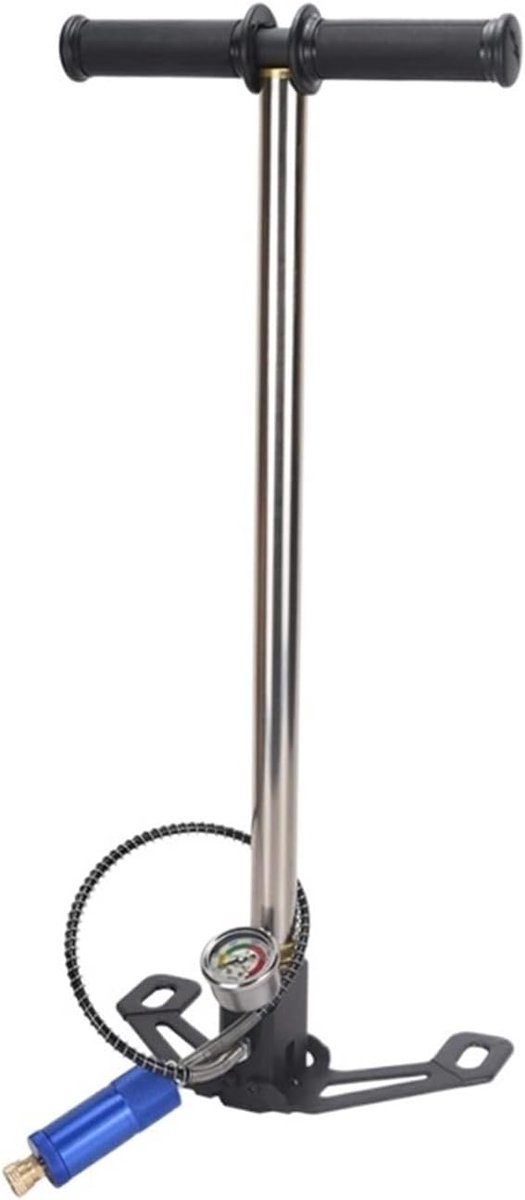 Handpomp Roestvrijstaal - Hogedruk Pomp - Lucht Pompen - Drieweg Watergekoeld - 65 cm Lengte - Zilverkleurig
