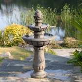 Vogelbad Tuinfontein - Waterpartij Tuin - Tuindecoratie - Zachte Waterstroom - 99 cm Hoog - Lichtgrijs