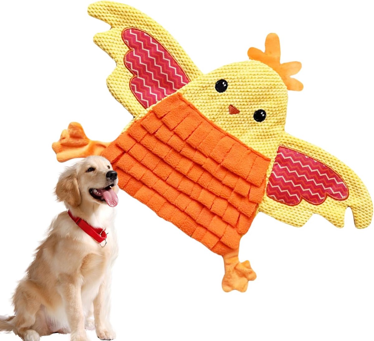 Snuffelmat Honden - Voederspel Activiteit - Verveling Bestrijden - Geïntegreerd Geluid - 42 x 28 cm - Geel