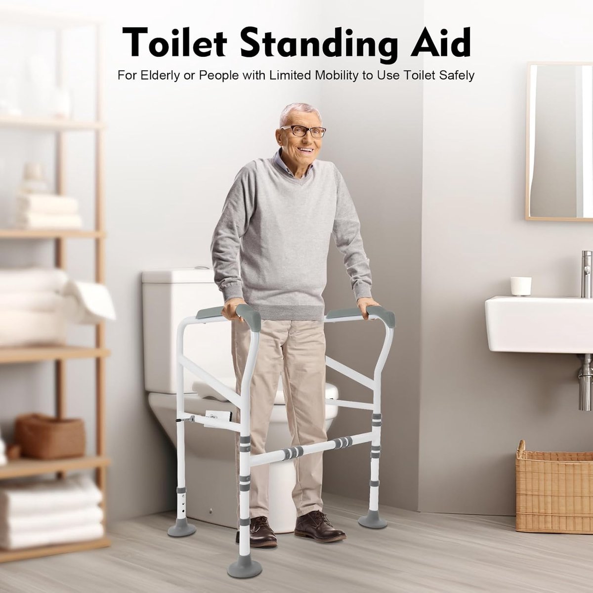 Toilet Steunframe - Badkamer Hulp - Veilig Opstaan - Verstelbare Hoogte - Tot 100 kg - Wit