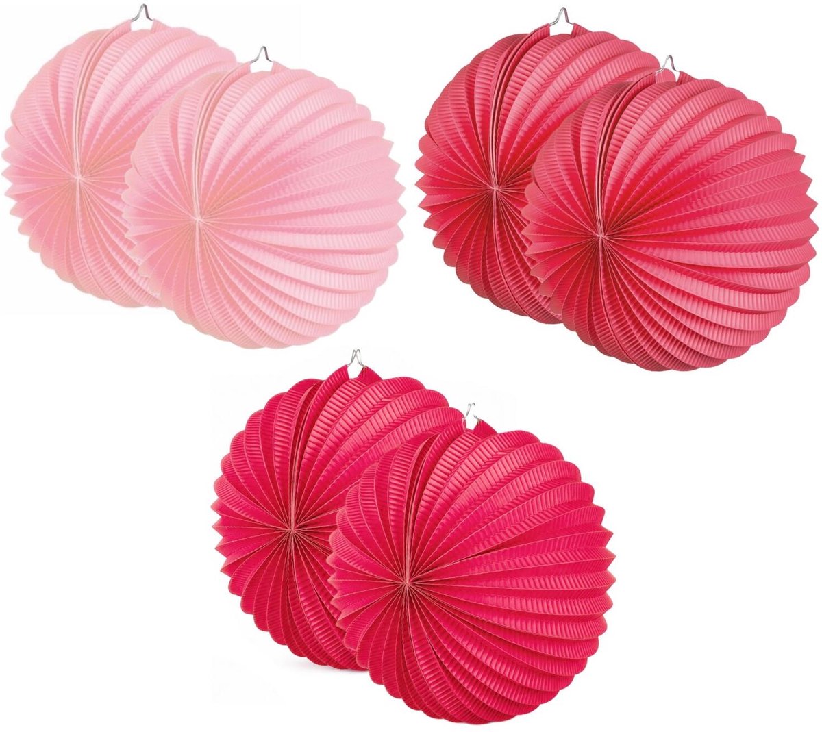 Boland Lampionnen van papier - rond - set van 18x stuks - Dia 22 cm - Versiering - mix van 3 kleuren roze