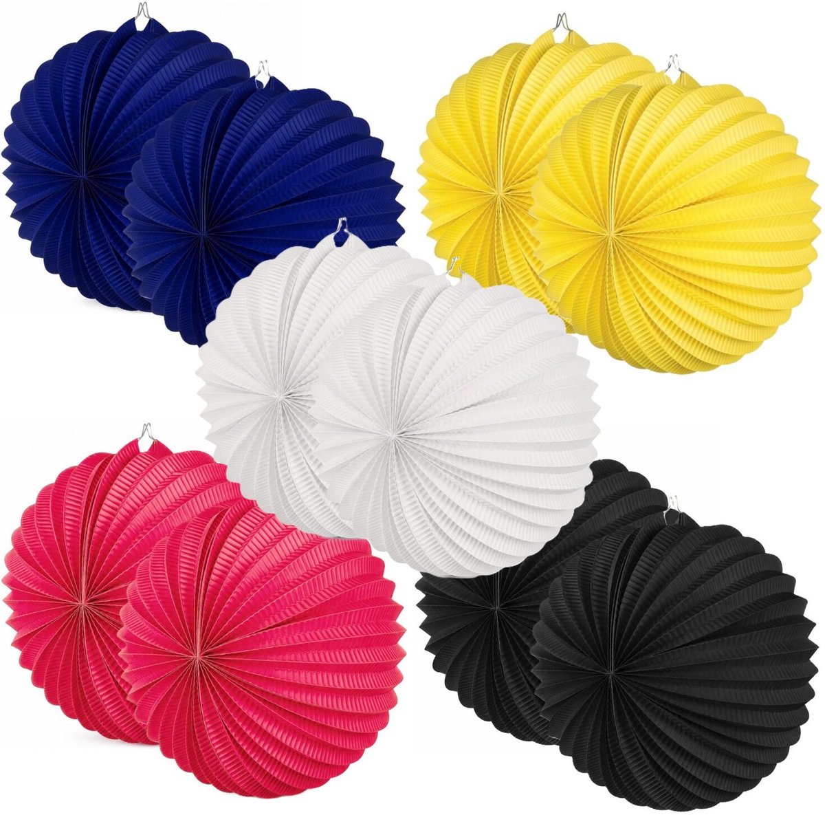 Boland Lampionnen van papier - rond - set van 15x stuks - Dia 22 cm - Versiering - mix van 5 kleuren