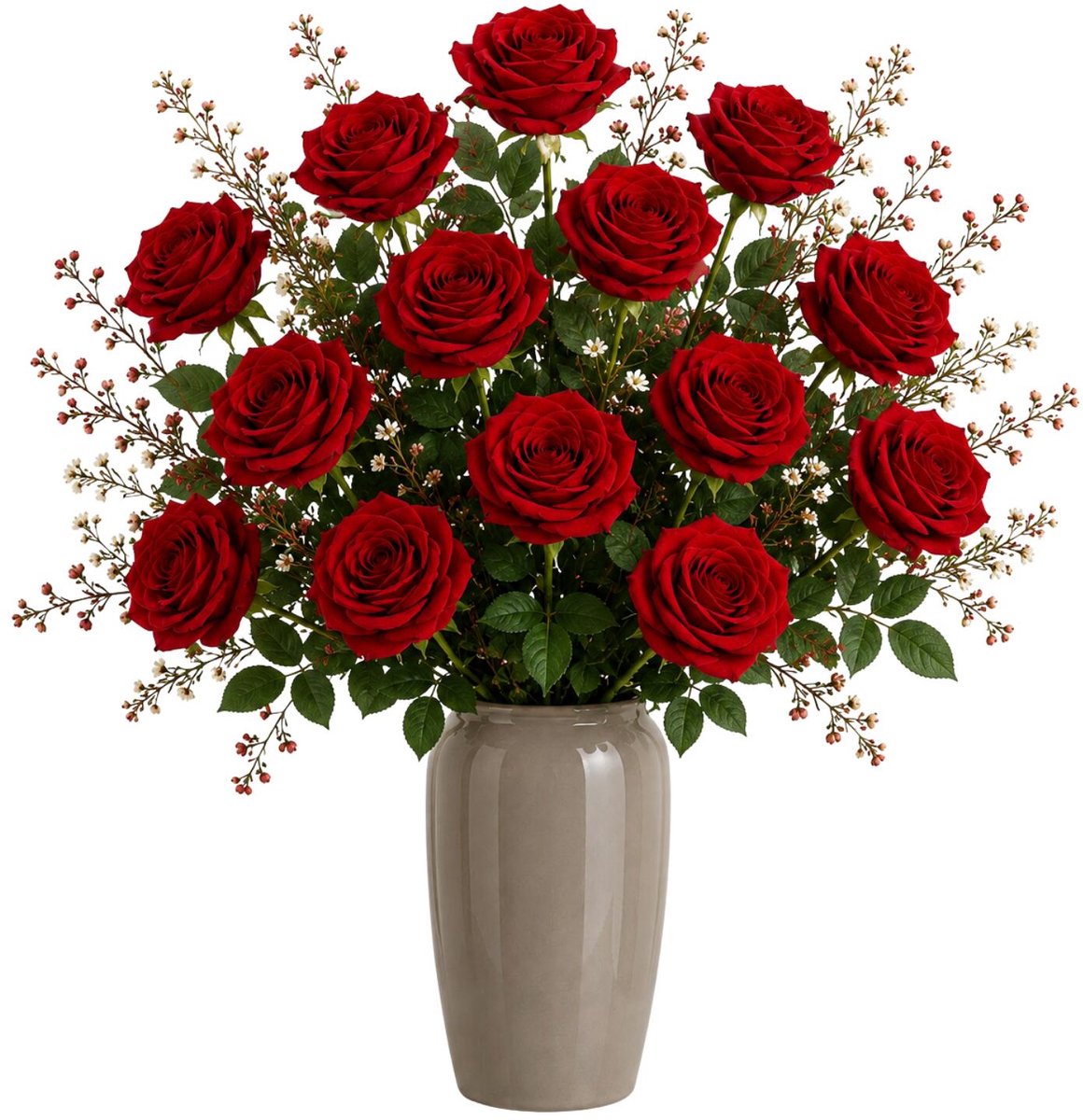 Bellatio Design Kunstbloem Roos Dijon - 10x - 64 cm - rood - zijde kunstbloemen - Boeket - stelen - rozen