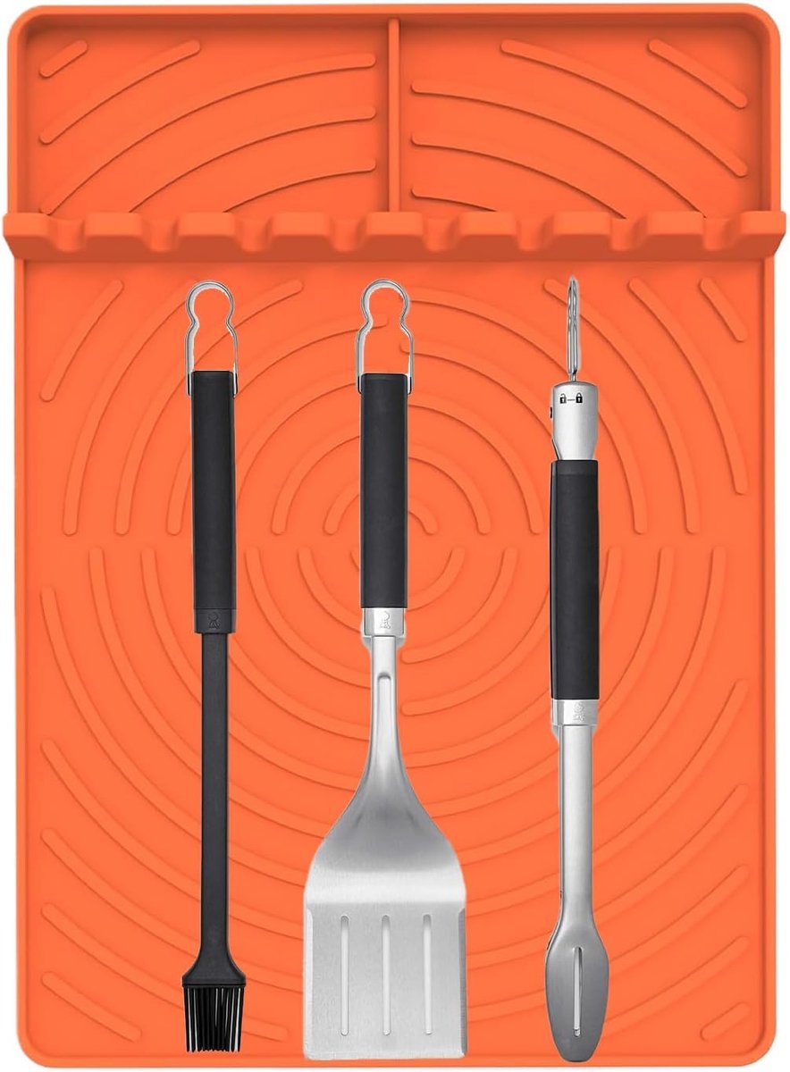 Siliconen Bakmat Keukengerei Houder Outdoor Koken Thermisch Bestendig 27.7 x 20.1 cm Oranje