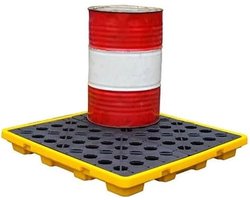 Olieopvangbak - Morspreventie Pallet - Industrieel Opslaan - Modulair Ontwerp - 67 x 67 x 15 cm - Geel Zwart