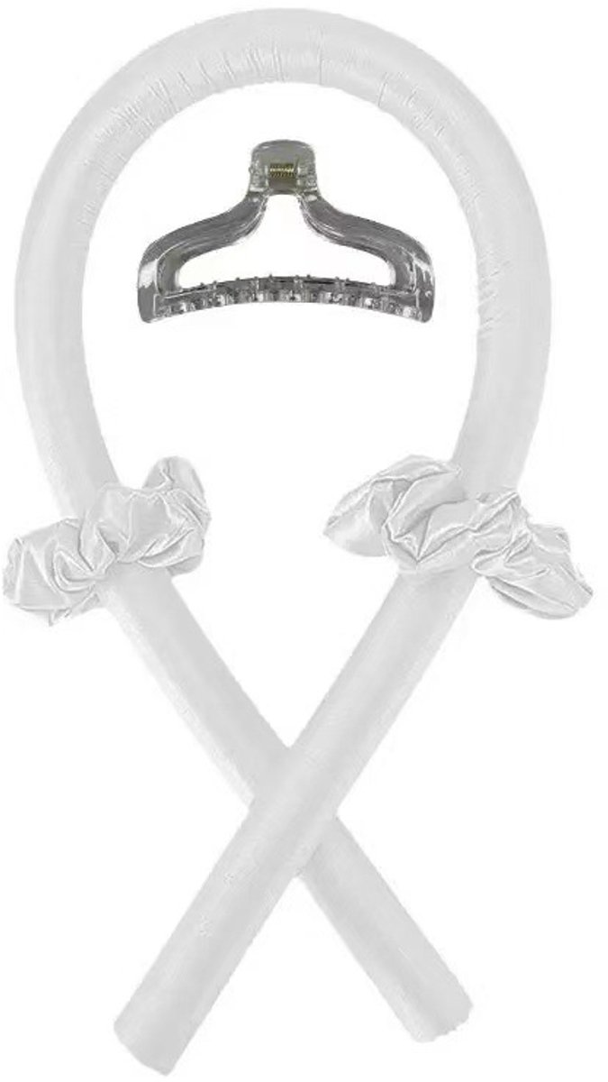 Deze 4-delige set met hittevrije krultang bevat een zachte en comfortabele krultang, twee haarelastiekjes en een haarclip, perfect voor het krullen van je haar 's nachts of voor dagelijks gebruik,grijs,4件套