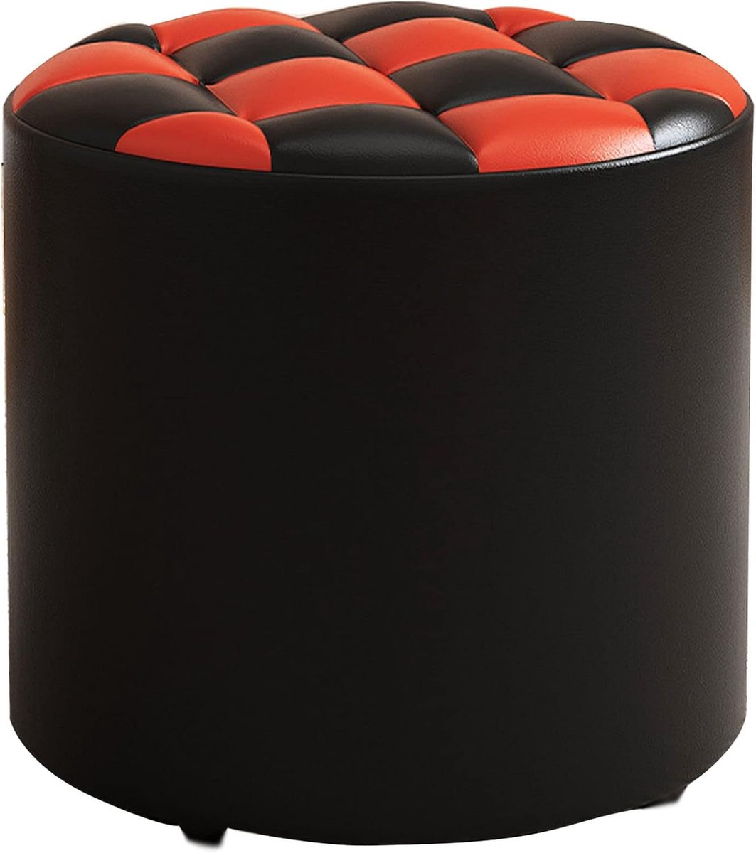 Ronde voetenbank - Poef Ottomaan - Kamer Organiseren - Stapelbaar Ontwerp - 31x31x28cm - Rood