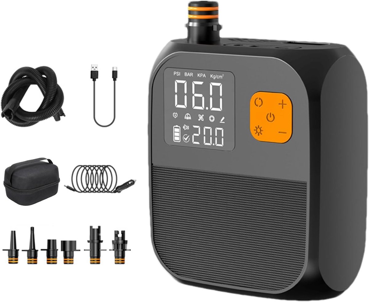 Elektrische Luchtpomp - Draagbare Pomp Kayak - Watersporten Opblazen - 25 PSI Maximale Druk - 350L/min - Zwart
