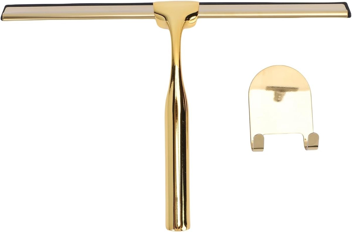 Raamwisser Roestvrij Staal - Douchetrekker Wisser - Streeploos Ramen Wassen - Zacht Siliconenblad - 25 cm - Goud