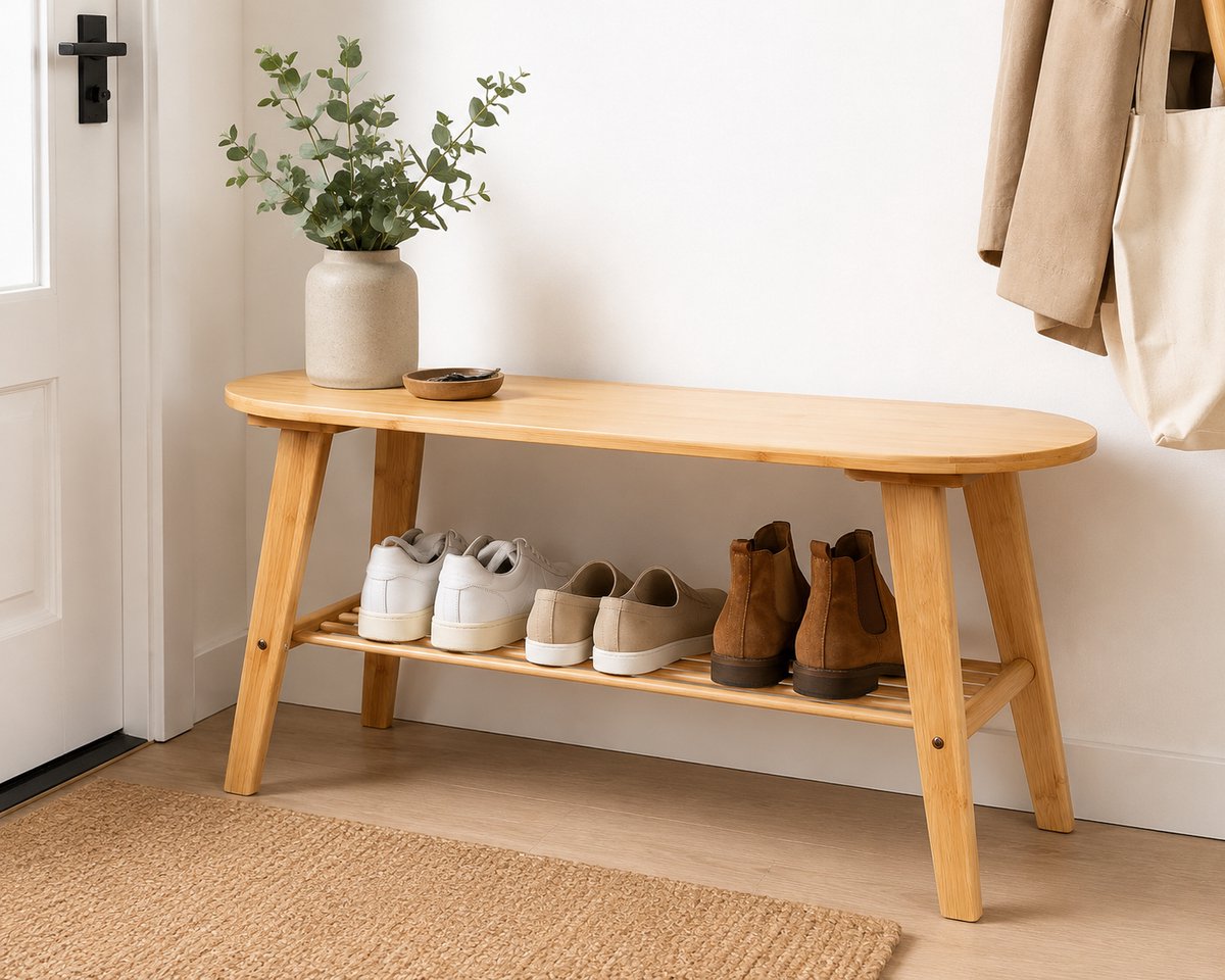Bamboe Schoenenrek - Bamboe Schoenenkast -Voor 4 paar schoenen - Bamboe - Houtkleur 80 x 30 x 41 cm
