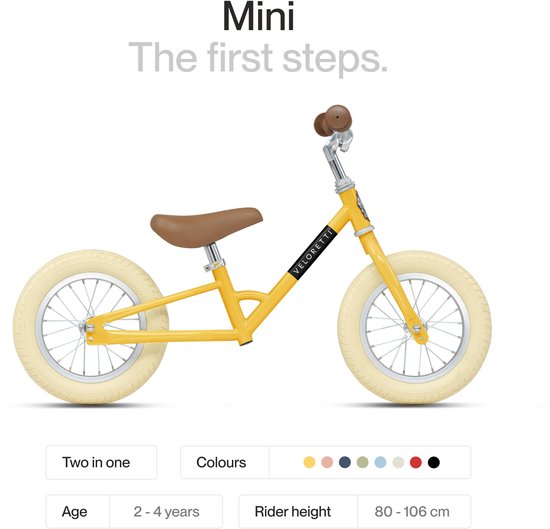 Veloretti Mini loopfiets - 12 inch - Geel - 2-4 jaar van Veloretti — afbeelding 4