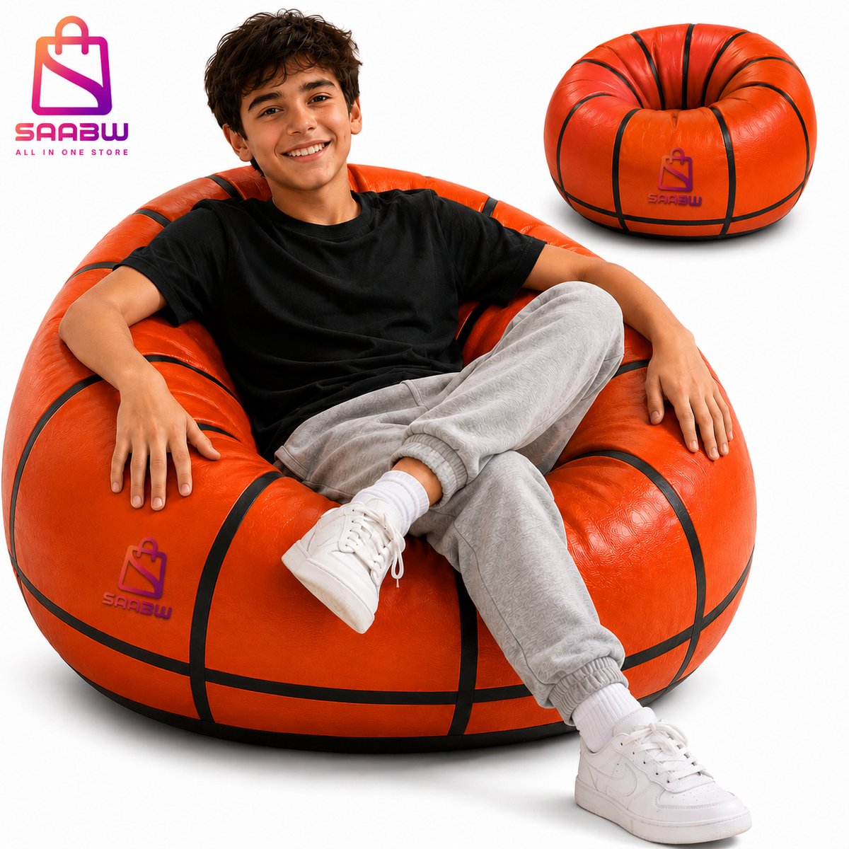 Opblaasbare Basketbal Zitzak Stoel – Comfortabele Opblaasbare Fauteuil voor Kinderen en Vo