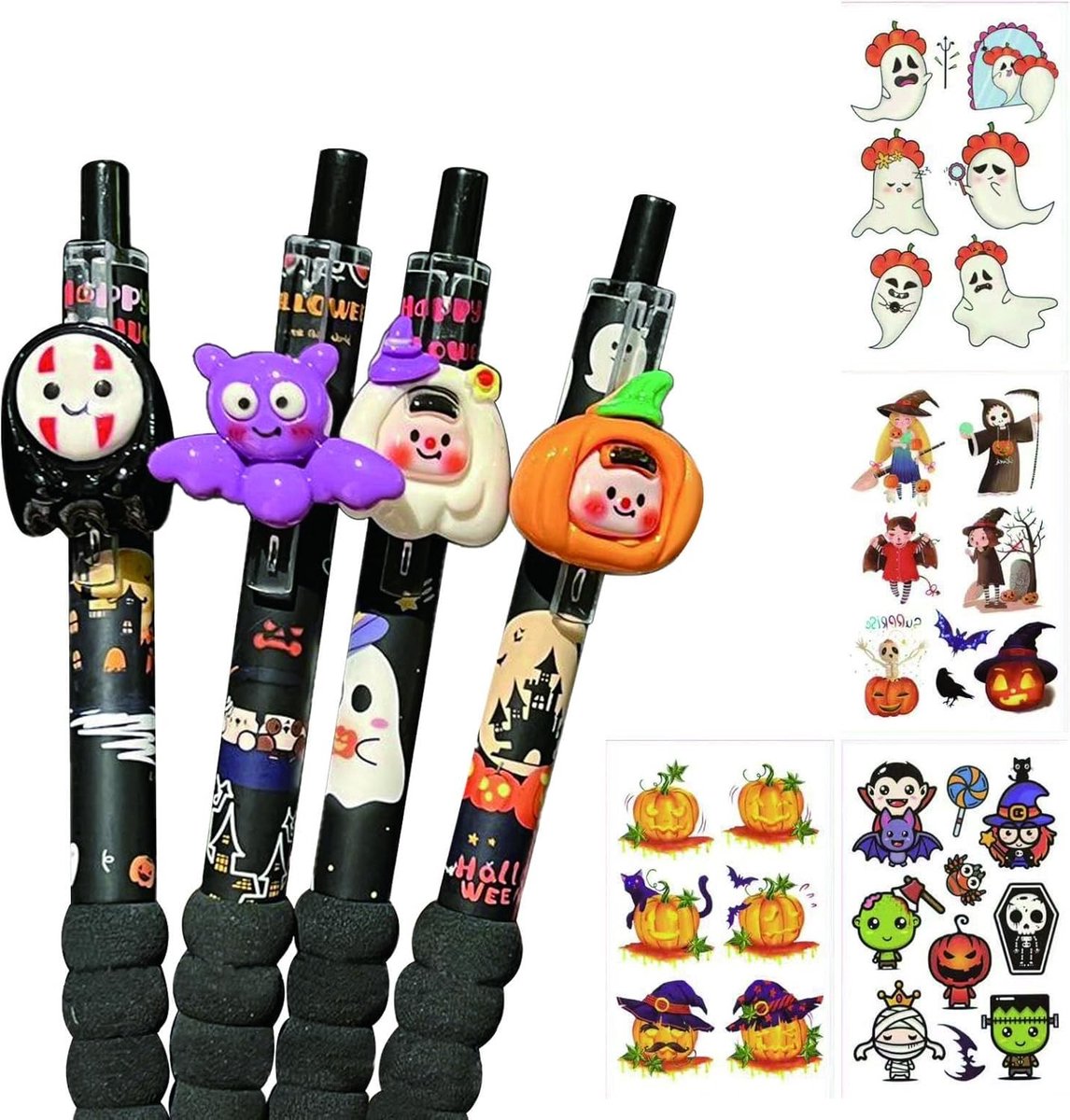 Unieke 4-delige Halloween balpen set met botontwerp voor artsen, kunstenaars en kantoorwerk, perfect als cadeau voor Halloween en feestdecoratie
