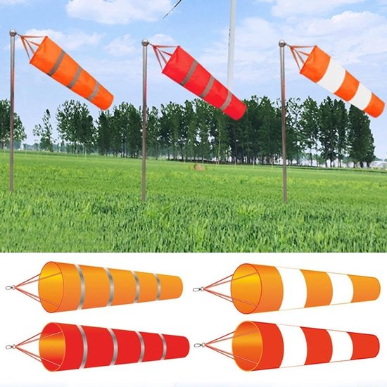 Windzak - Windmeter - Windmeting - Ripstop Polyester - 150cm Lengte - Rood Lichtblauw — afbeelding 5