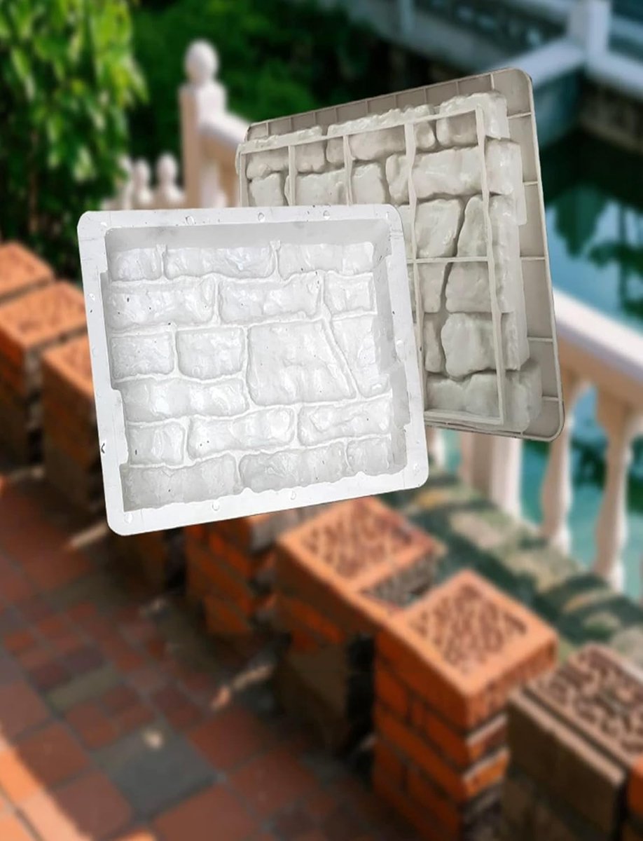 Betonnen Baksteenvorm - Cementmal Tuin - Tuinranden Maken - Herbruikbaar PVC - 50 x 25 x 8 cm - Grijs