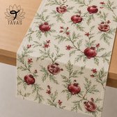 Tavas Tafelloper - 40 x 140 cm - Cremewit - Vintage Granaatappel - Tafeldecoratie - Tafelkleed - Tafellaken - Katoen