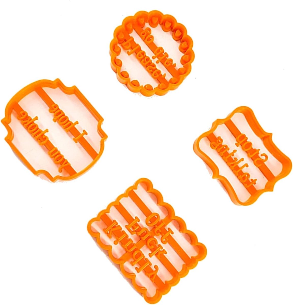 Grappige Koekjesuitsteekvormen met Leuke Zinnen voor Bakplezier, 4 Stuks, Ideaal voor Feestjes en Decoratie