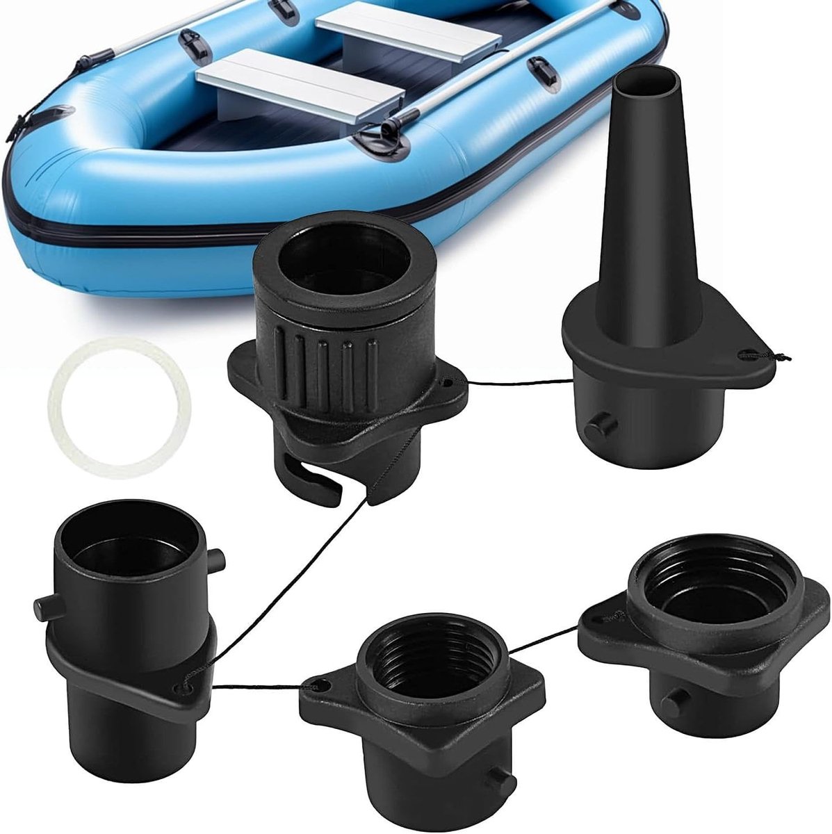 Opblaasadapter - Ventiel adapter - Watersport opblazen - 4-in-1 mondstukken - 9.5 x 6.5 x 3.8 cm - Niet gespecificeerd