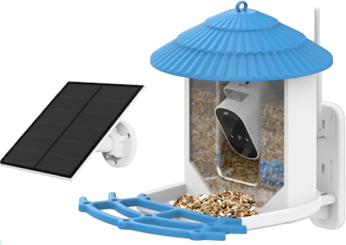 Intelligente Vogelvoederdispenser - Kunststof - 4MP WLAN-camera - Zonnepaneel - Voor Vogelliefhebbers