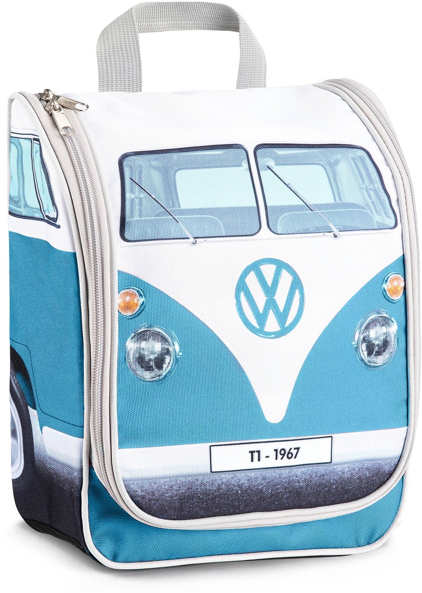 BRISA VW Collection - VW T1 Bulli-bus toilettas, badkamer-, reis- en wastas om op te hangen (unisex, topkwaliteit) - blauw