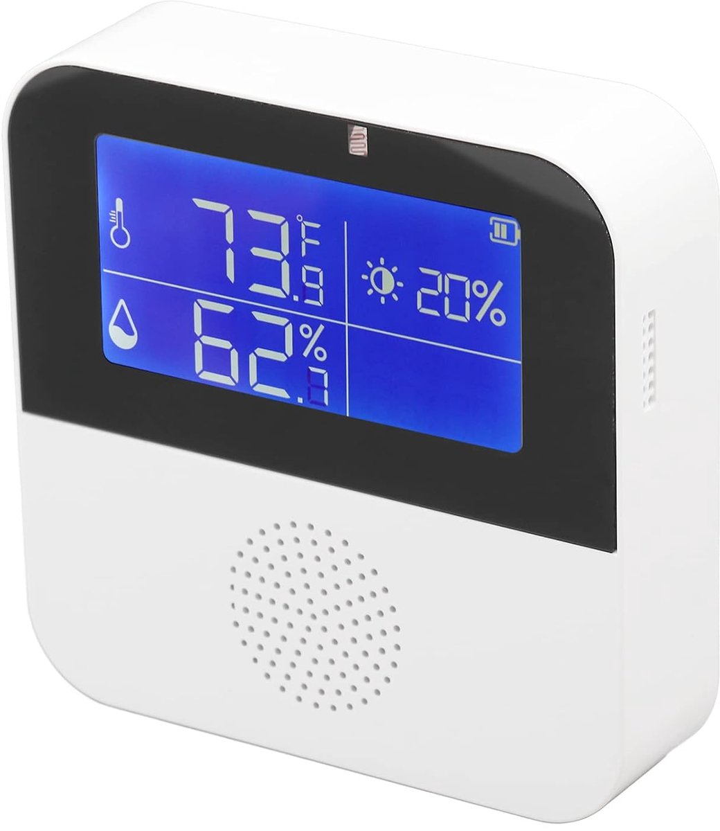 Slimme Thermometer Hygrometer - Vochtigheidssensor App - Omgeving Monitoren - 29 Inch LCD Scherm - 24GHz WiFi - Wit