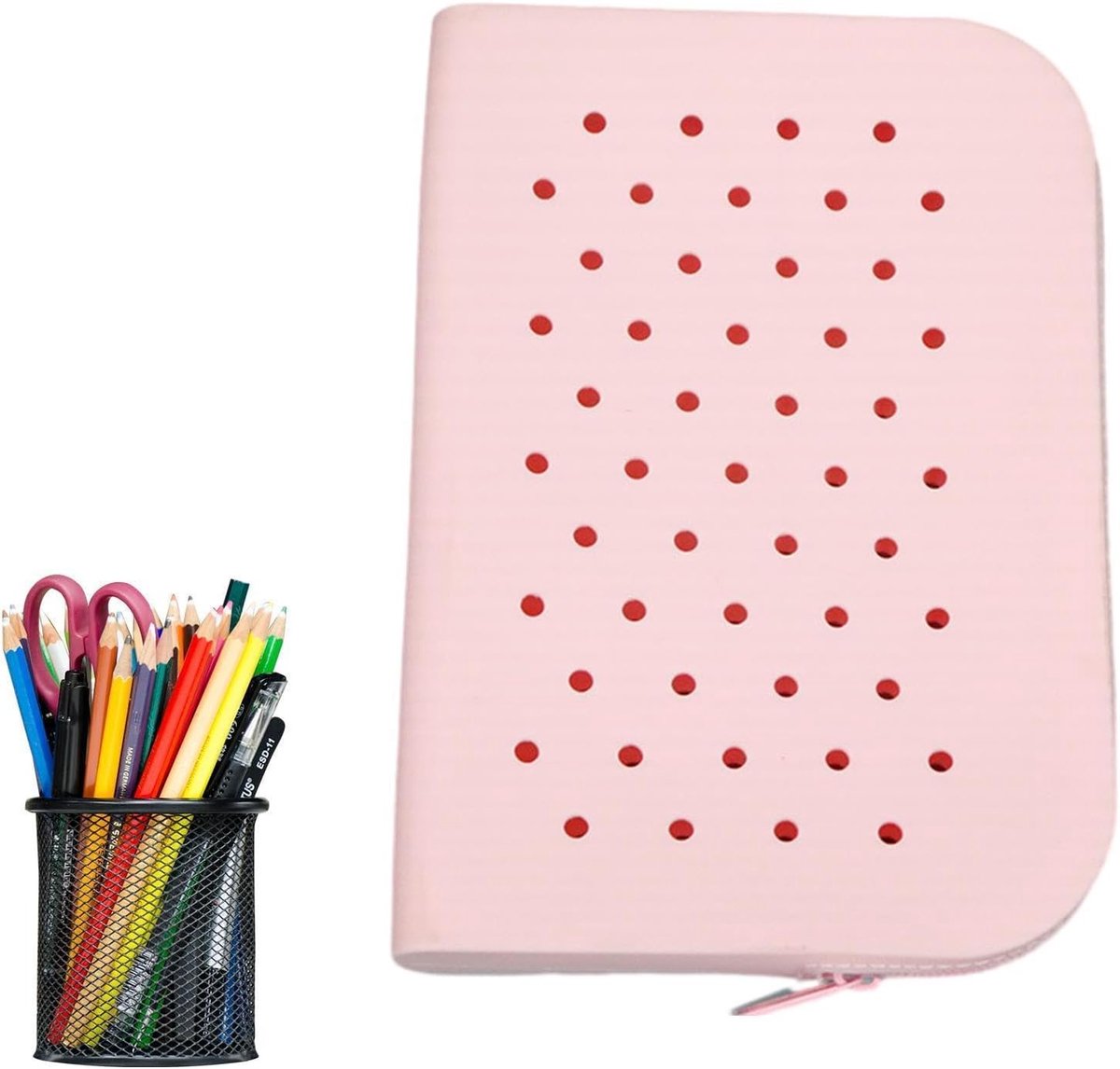 Pennenhouder Potloodzakje - Draagbaar Etui - Bureau Organisatie - Waterdicht Siliconen - 14.7 cm Breed - Roze