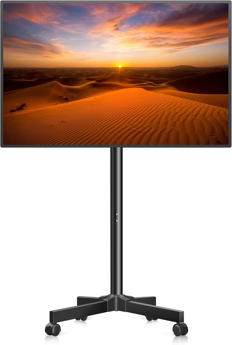 Mobiele TV Standaard - Roller TV Meubel - Flexibel TV Kijken - In Hoogte Verstelbaar - 13-50 Inch - Zwart
